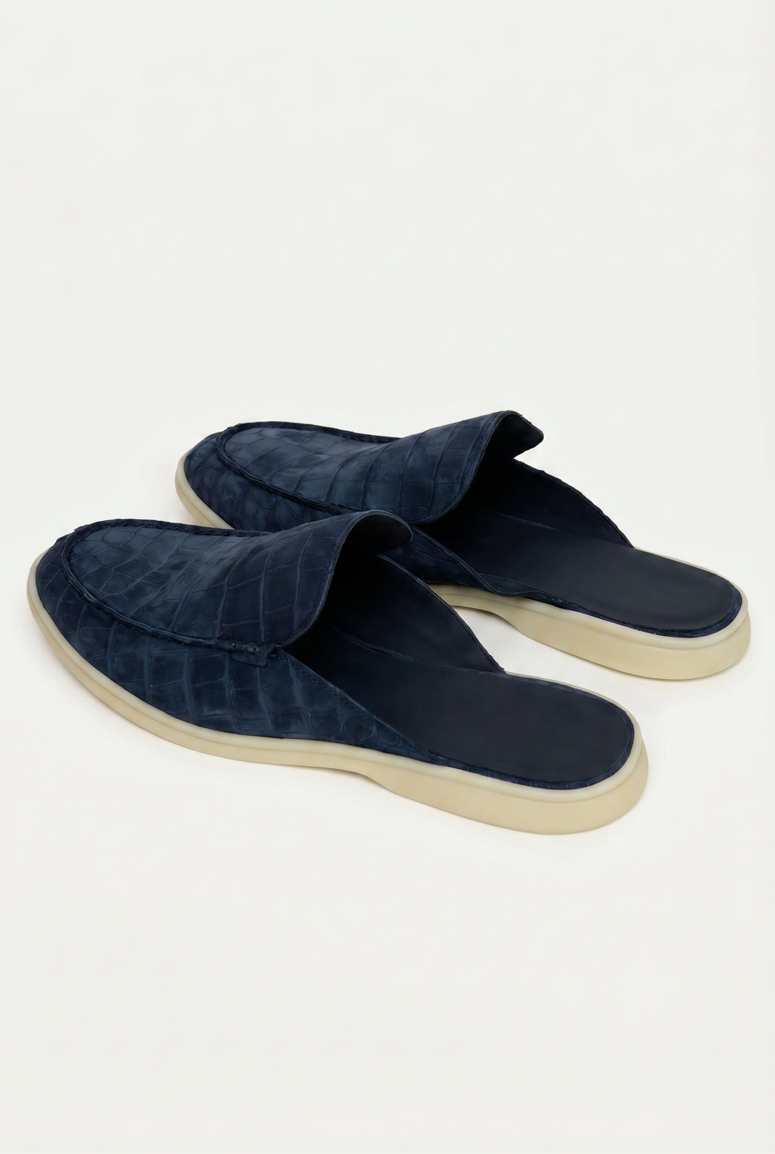 Yacht Mule Nubuck Crocodile Navy