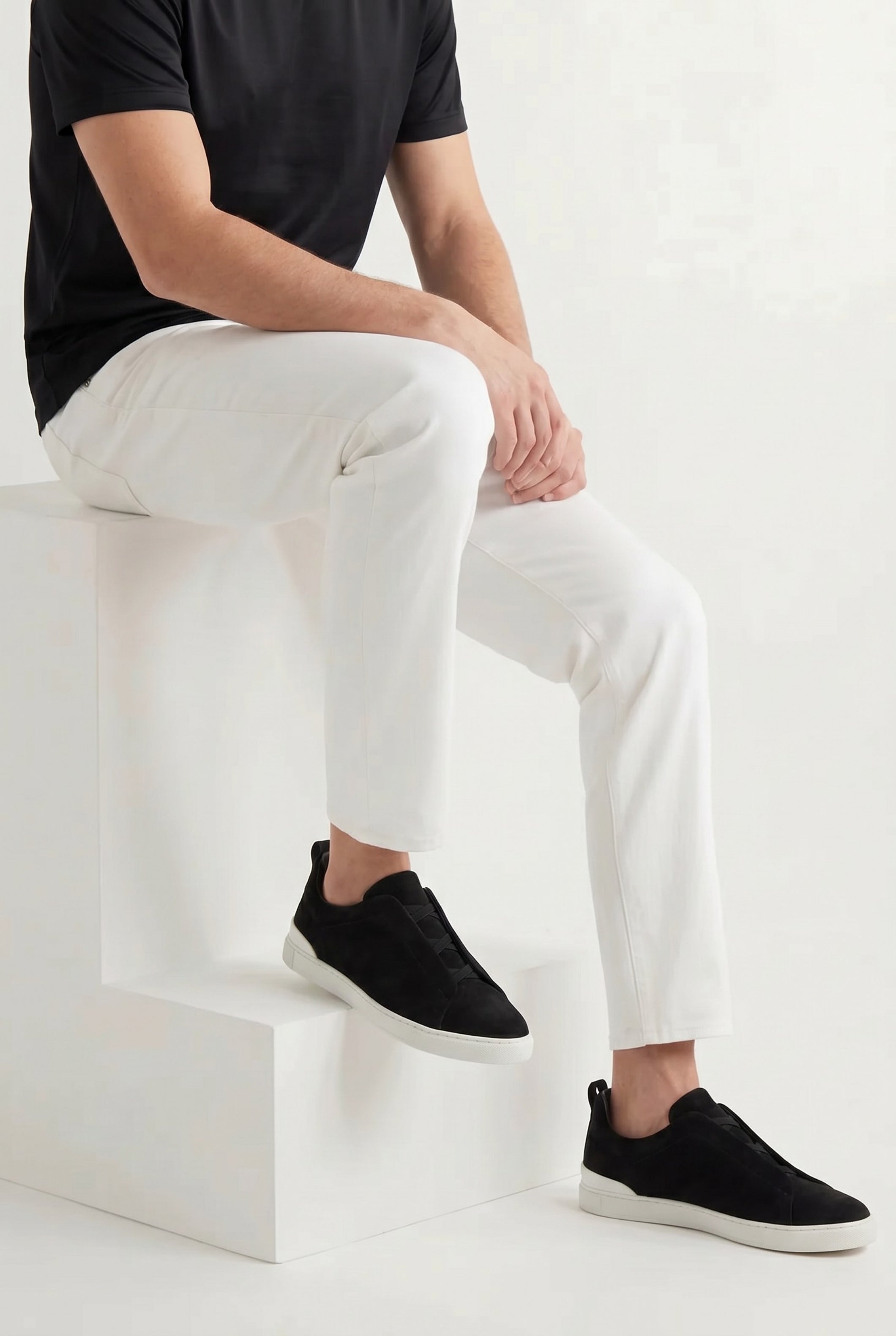 Monaco Suede Triple Stitch Sneaker Black